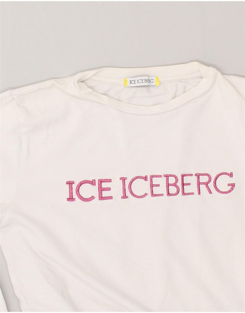 ICEBERG Girls Graphic Top Long Sleeve 13-14 Years White Cotton | Vintage Iceberg | Thrift | Second-Hand Iceberg | Used Clothing | Messina Hembry 