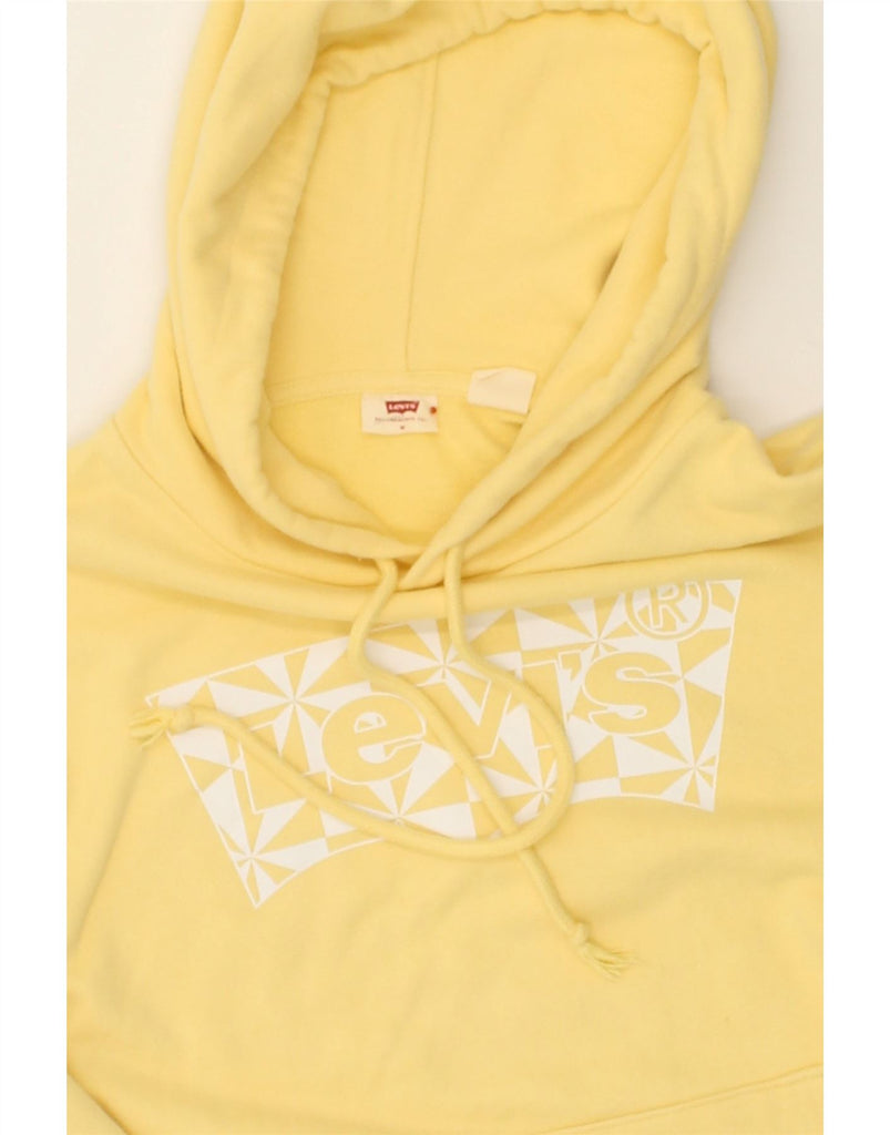 LEVI'S Womens Graphic Hoodie Jumper UK 14 Medium Yellow Cotton | Vintage Levi's | Thrift | Second-Hand Levi's | Used Clothing | Messina Hembry 