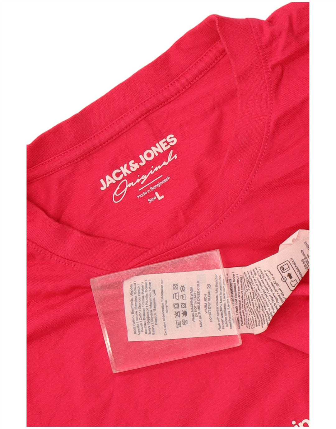 Jack & Jones Mens T-Shirt Top Large Pink Cotton