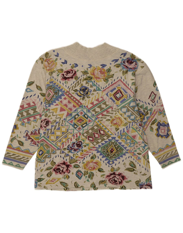 Together Womens Blouse Top UK 14 Medium Green Floral Cotton Bohemian