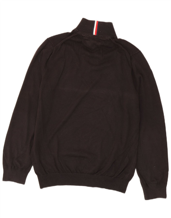 Tommy Hilfiger Mens Zip Neck Jumper Sweater Large Black Cotton
