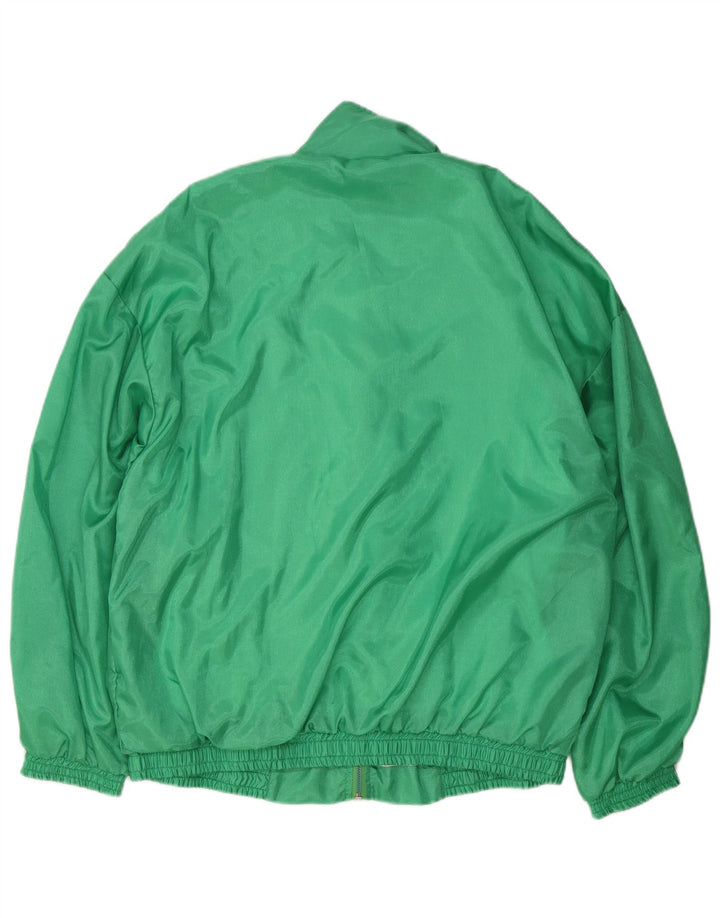 Vintage Mens Tracksuit Top Jacket Large Green Nylon
