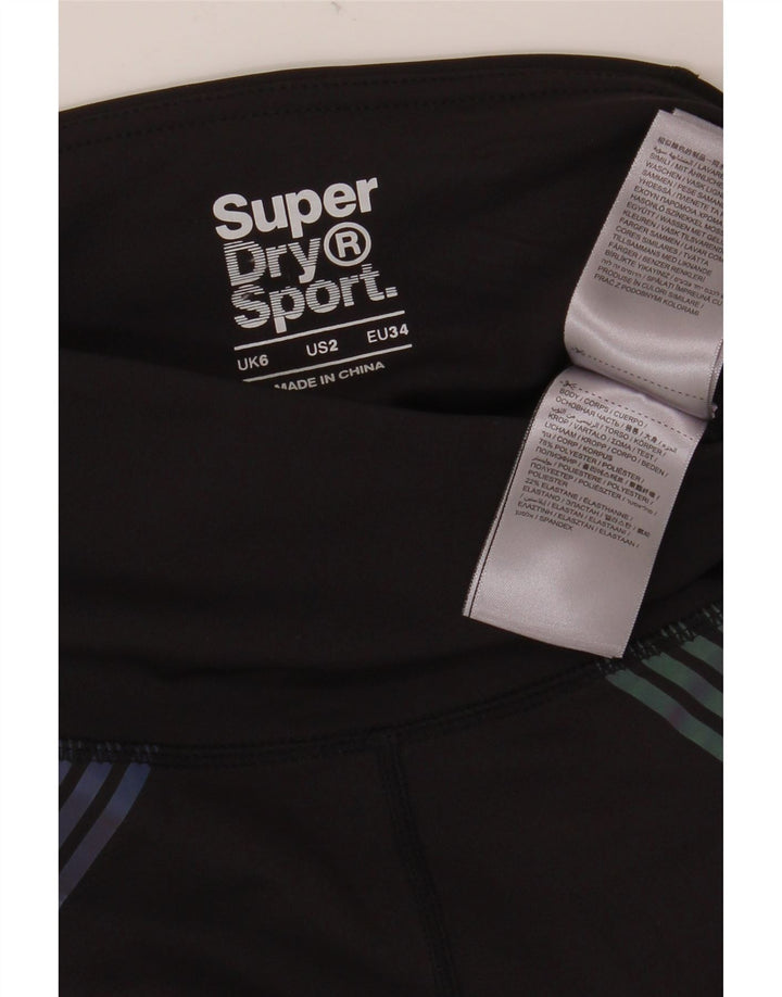 SUPERDRY Womens Graphic Leggings UK 6 Small  Black Polyester