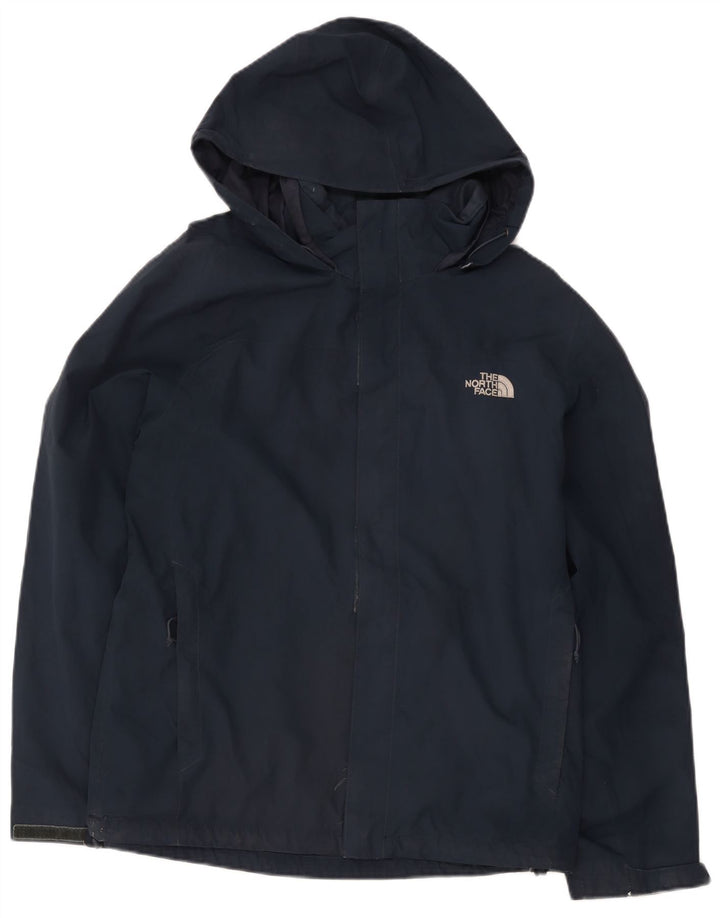 The North Face Mens Hooded Rain Jacket UK 40 Large Navy Blue Polyester