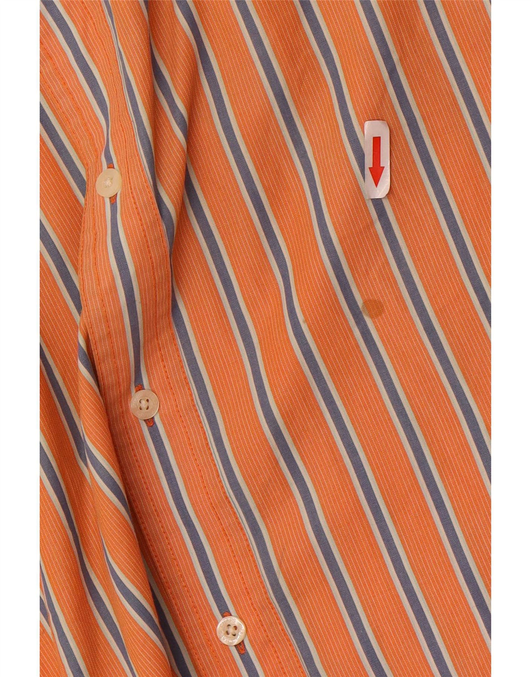 Chaps Mens Short Sleeve Shirt Large Orange Striped Cotton