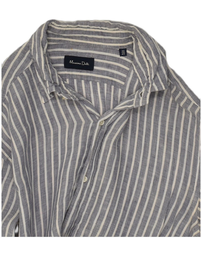 MASSIMO DUTTI Mens Shirt Size 40 Medium Grey Striped Cotton | Vintage Massimo Dutti | Thrift | Second-Hand Massimo Dutti | Used Clothing | Messina Hembry 