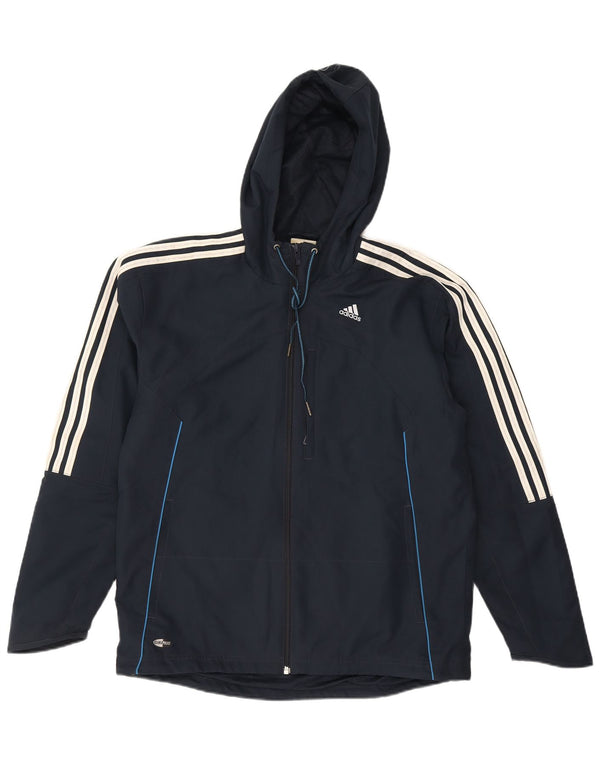Adidas Mens Clima Proof Rain Jacket UK 38/40 Medium Navy Blue Polyester