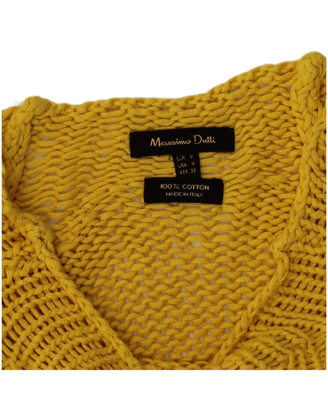 Massimo Dutti Womens Crop Boat Neck Jumper Sweater UK 14 Medium Yellow