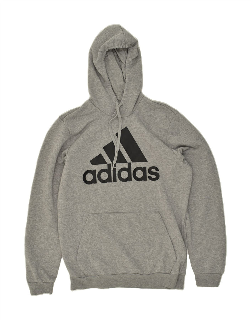 ADIDAS Mens Graphic Hoodie Jumper UK 40/42 Medium Grey Cotton Vintage Adidas and Second-Hand Adidas from Messina Hembry 