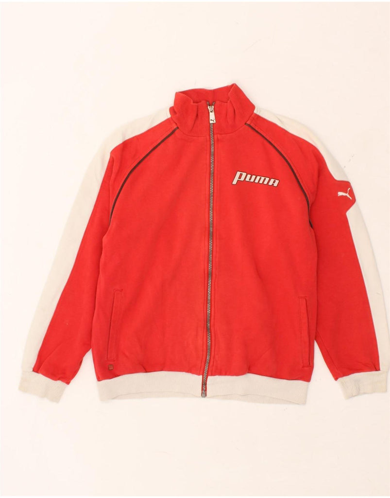 PUMA Boys Graphic Tracksuit Top Jacket 13-14 Years Red Colourblock Cotton | Vintage Puma | Thrift | Second-Hand Puma | Used Clothing | Messina Hembry 