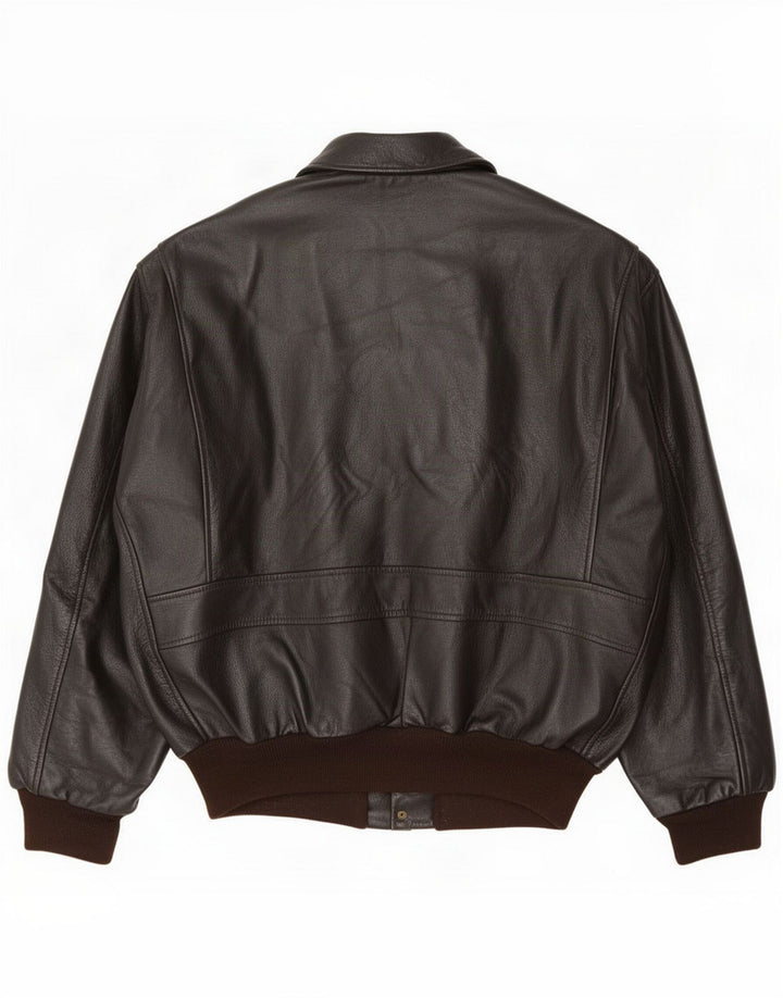 Vintage Mens Leather Flight Aviator Jacket UK 40 Large Brown