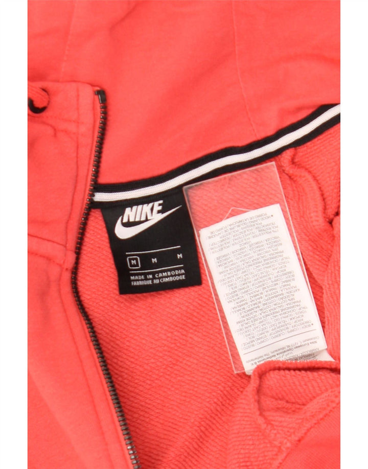 Nike Womens Oversized Zip Hoodie Sweater UK 14 Medium Red Cotton