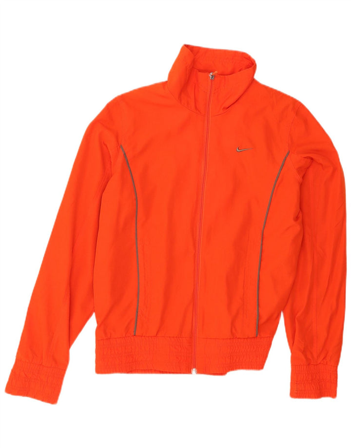 NIKE Womens Tracksuit Top Jacket UK 12/14 Medium Orange Polyester
