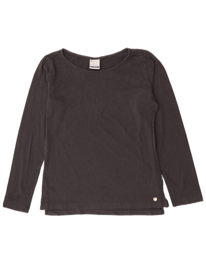 Champion Womens Easy Fit Top Long Sleeve UK 10 Small Grey Cotton