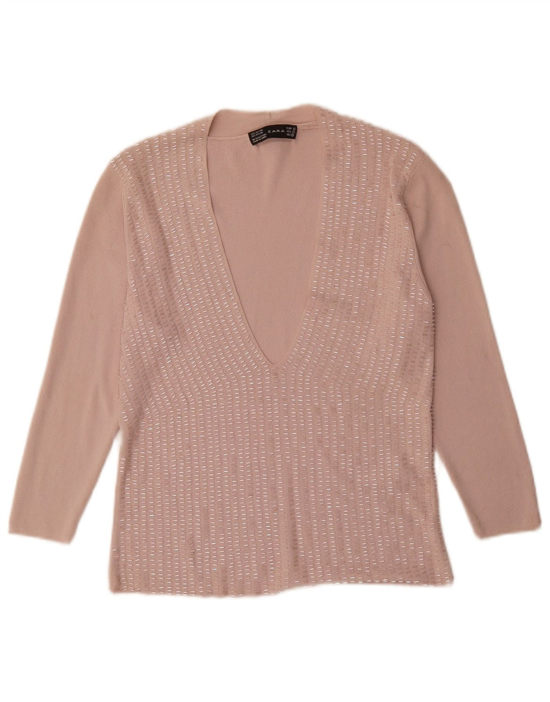 Zara Womens Blouse Top UK 14 Large Pink Rayon