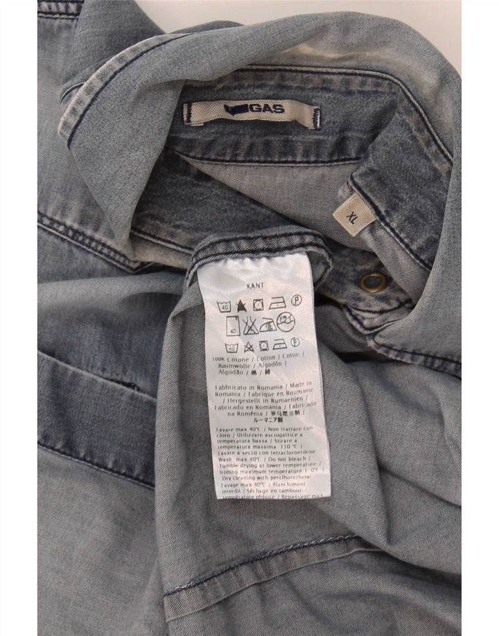 Gas Mens Denim Shirt XL Blue Cotton