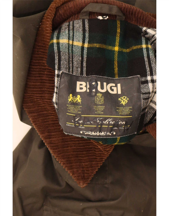 Brugi Mens Waxed Cotton Jacket UK 40 Large Khaki Colourblock