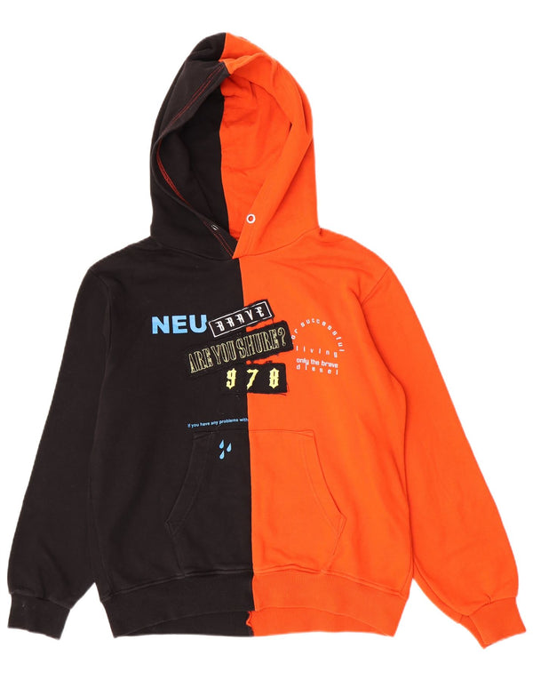 Diesel Boys Graphic Hoodie Jumper 13-14 Years Black Colourblock Cotton