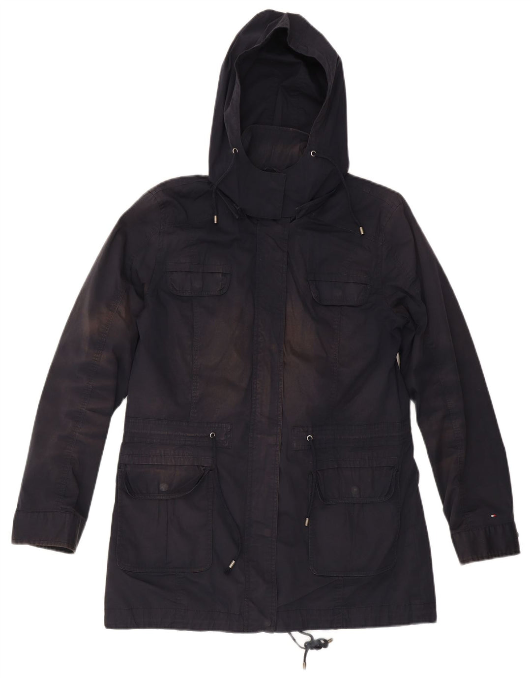 Tommy Hilfiger Womens Hooded Utility Jacket UK 16 Large Navy Blue