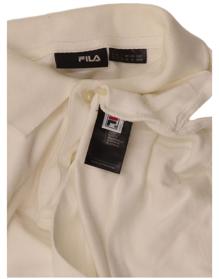 Fila Mens Long Sleeve Polo Shirt IT 50 Medium White Cotton