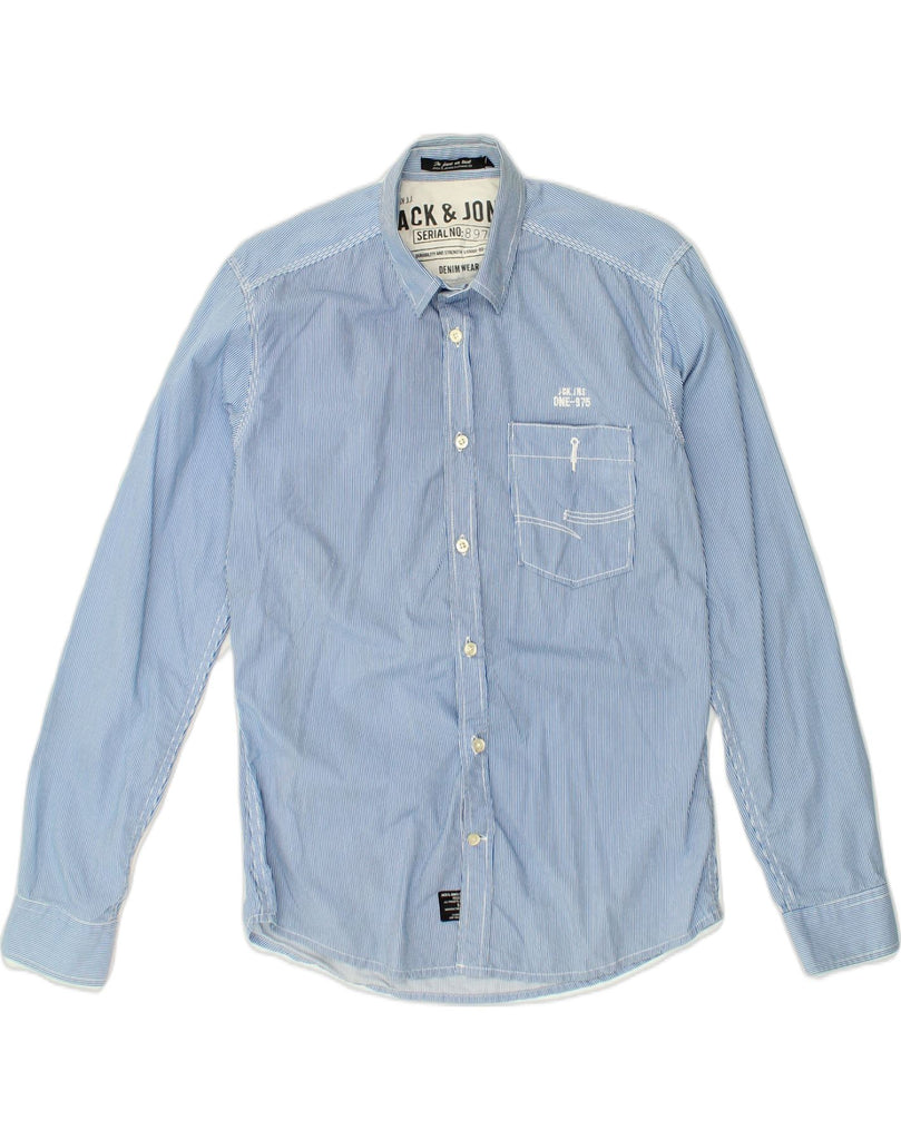 JACK & JONES Mens Shirt Small Blue Pinstripe Cotton | Vintage Jack & Jones | Thrift | Second-Hand Jack & Jones | Used Clothing | Messina Hembry 