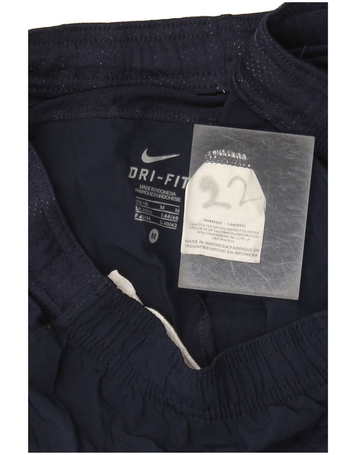 NIKE Womens Dri Fit Sport Shorts UK 12/14 Medium Navy Blue Colourblock