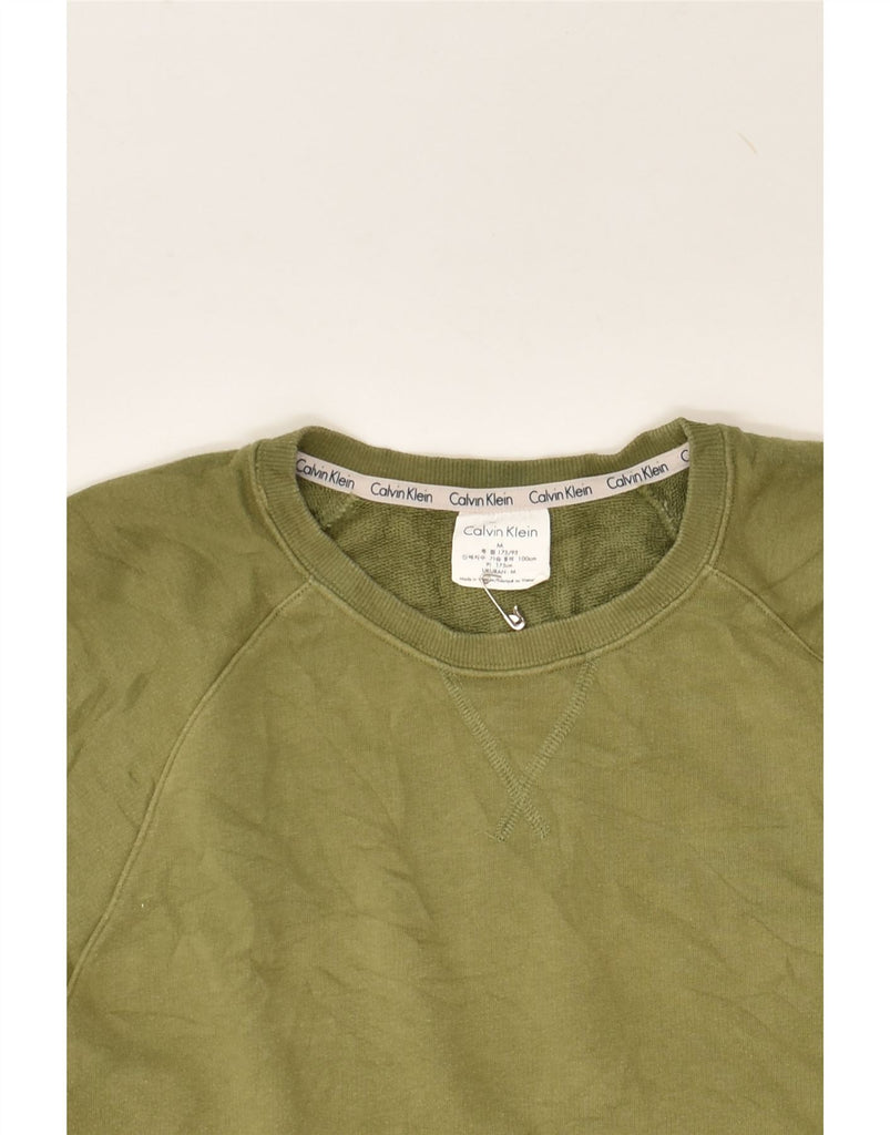 CALVIN KLEIN Mens Sweatshirt Jumper Medium Khaki Cotton | Vintage Calvin Klein | Thrift | Second-Hand Calvin Klein | Used Clothing | Messina Hembry 