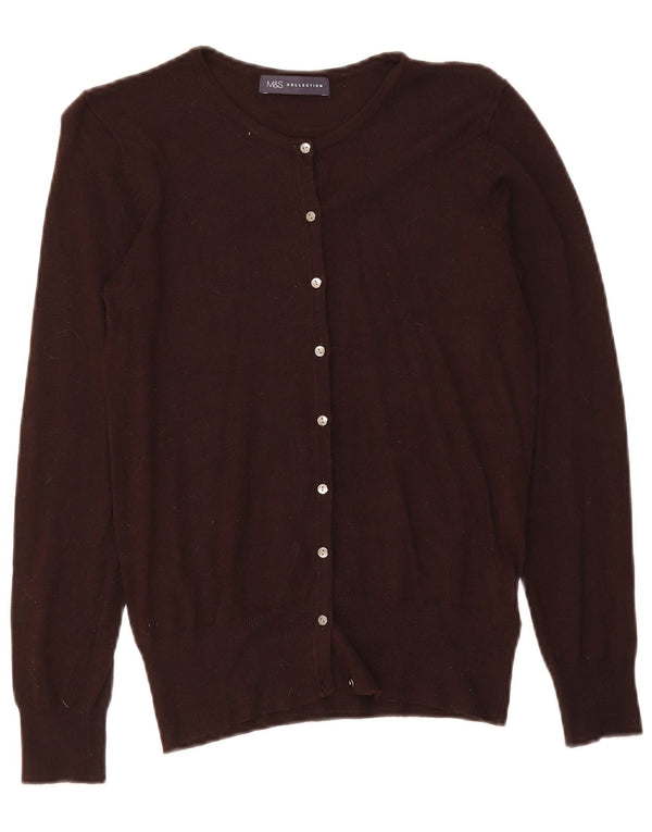 Marks & Spencer Womens Cardigan Sweater UK 10 Small Brown Viscose