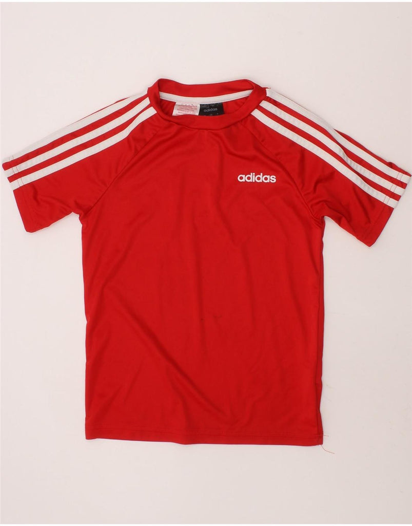 ADIDAS Boys T-Shirt Top 7-8 Years Red Polyester Vintage Adidas and Second-Hand Adidas from Messina Hembry 