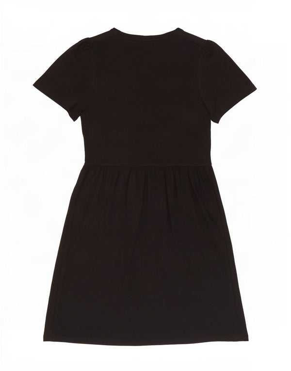 Marks & Spencer Womens A-Line Dress UK 12 Medium Black Cotton