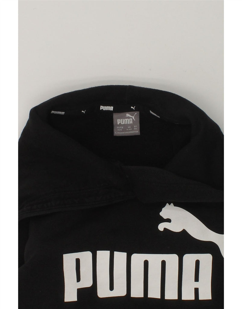 PUMA Boys Graphic Hoodie Jumper 11-12 Years Black Cotton | Vintage Puma | Thrift | Second-Hand Puma | Used Clothing | Messina Hembry 