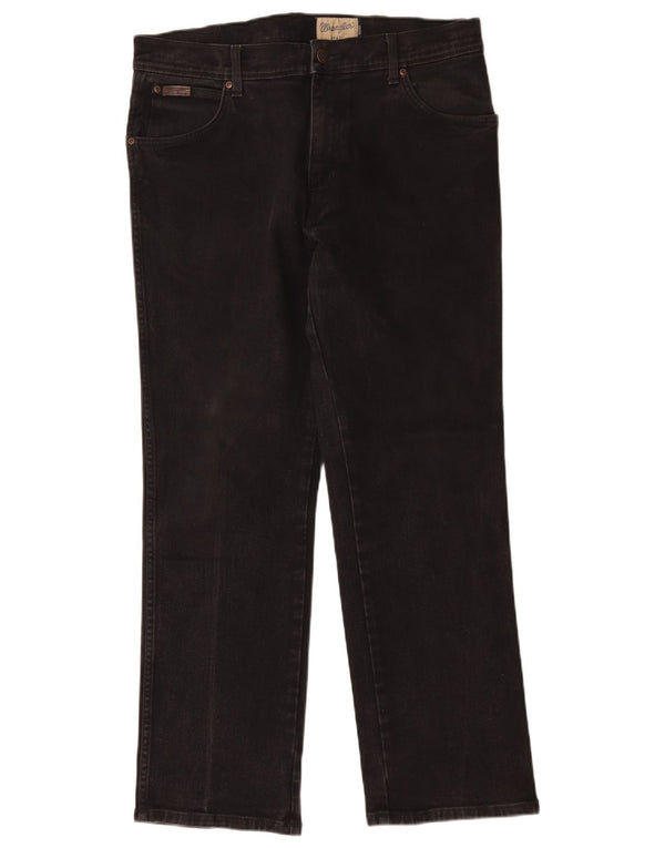 Wrangler Mens Texas Straight Jeans W35 L30 Black Cotton