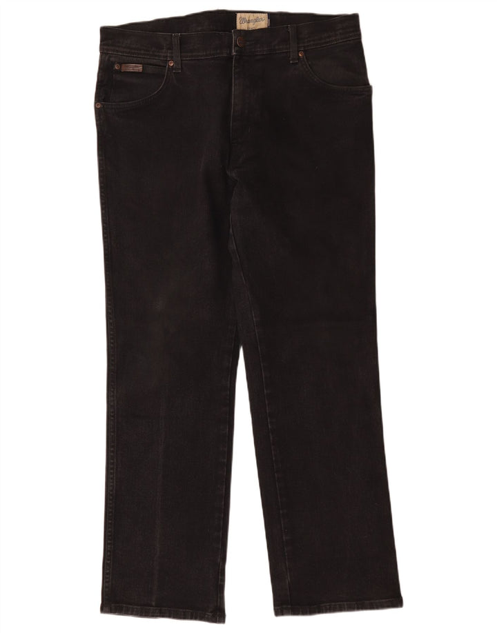 Wrangler Mens Texas Straight Jeans W35 L30 Black Cotton