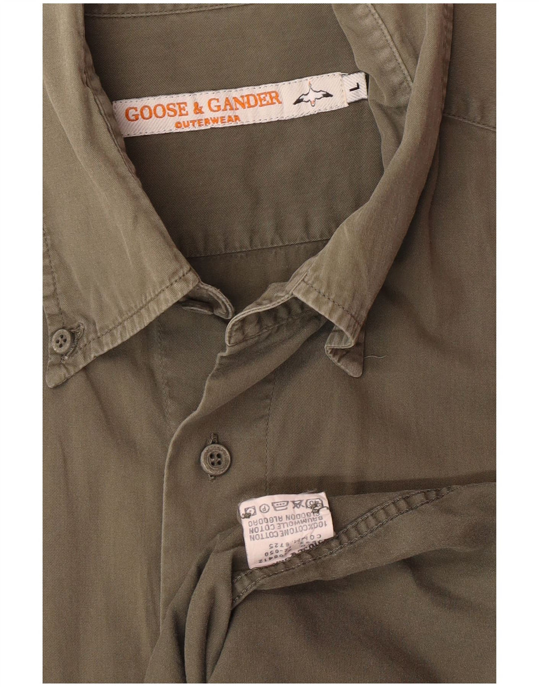 GOOSE & GANDER Mens Shirt Large Khaki Cotton