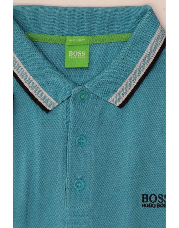 Hugo Boss Mens Regular Fit Polo Shirt Medium Blue Striped