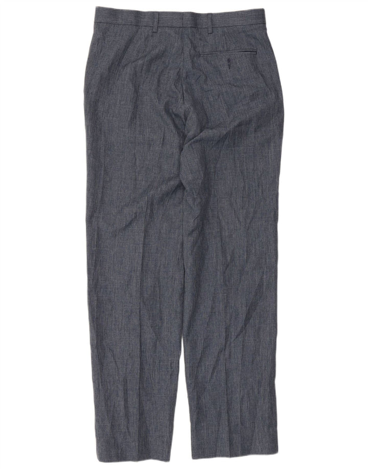 Marks & Spencer Mens Regular Fit Suit Trousers W32 L33 Blue Polyester