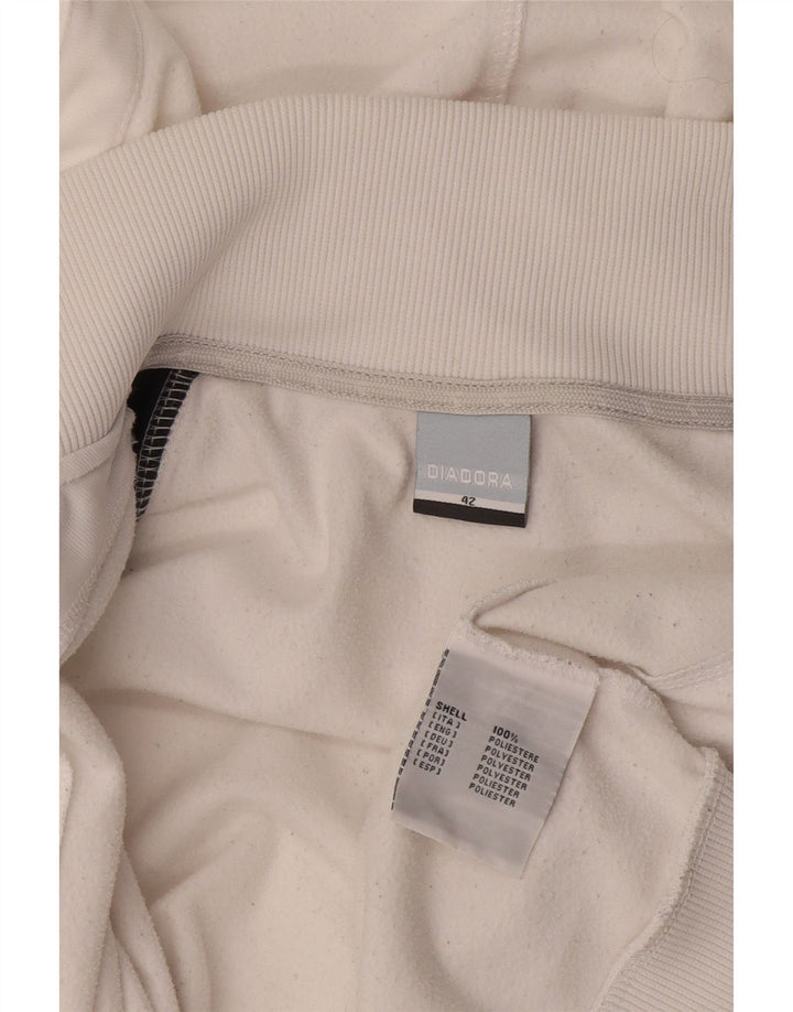Diadora Womens Graphic Zip Hoodie Sweater IT 42 Medium White Colourblock