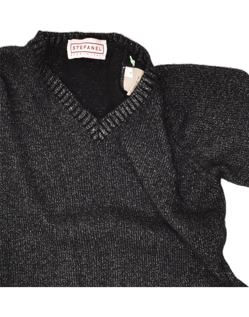 STEFANEL Womens V-Neck Jumper Sweater UK 10 Small Black Wool | Vintage Stefanel | Thrift | Second-Hand Stefanel | Used Clothing | Messina Hembry 