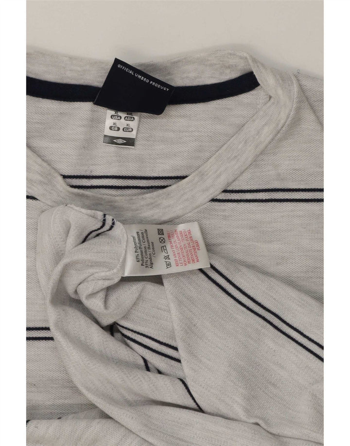 Umbro Mens T-Shirt Top XL Grey Striped Polyester