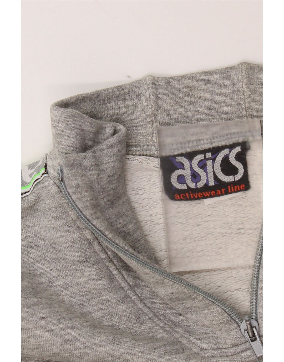 Asics Mens Graphic Zip Neck Sweatshirt Jumper XL Grey Flecked Cotton