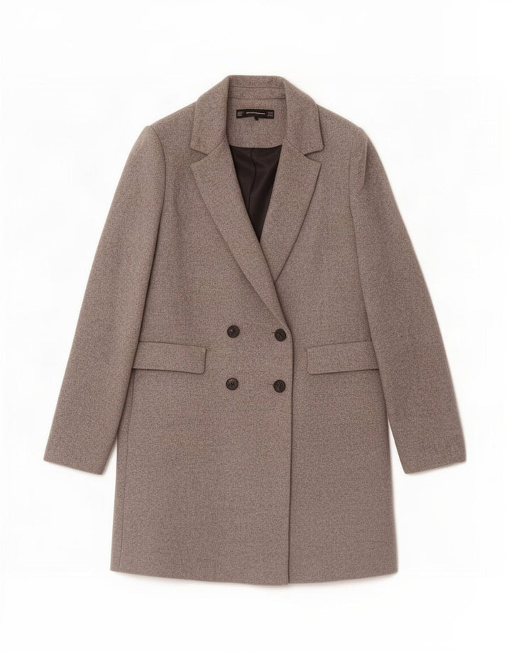 Zara Womens Trafaluc Double Breasted Coat UK 12 Medium Grey