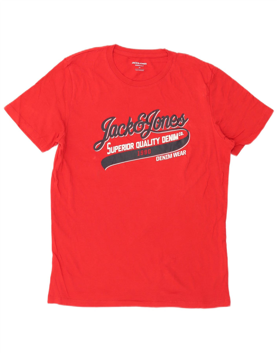 Jack & Jones Mens Graphic T-Shirt Top Medium Red Cotton