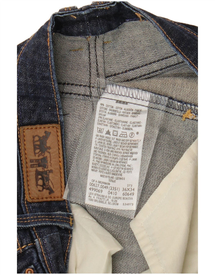 Levi's Womens Crop Straight Jeans W34 L26 Navy Blue Cotton