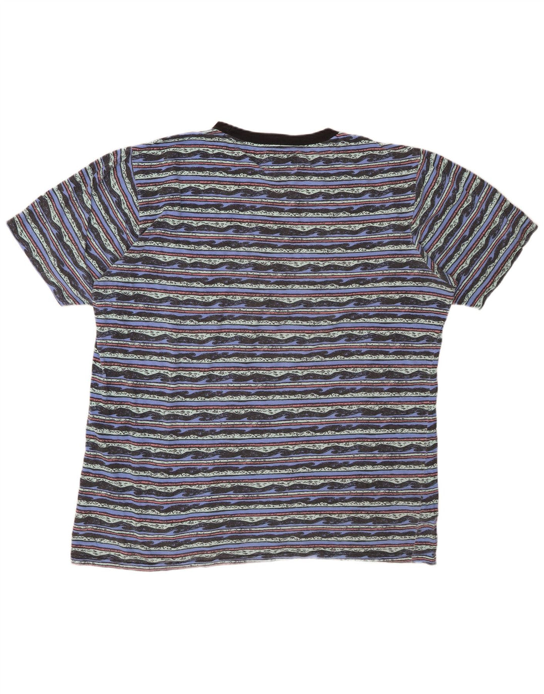 BILLABONG Mens Graphic T-Shirt Top 2XL Blue Striped Cotton