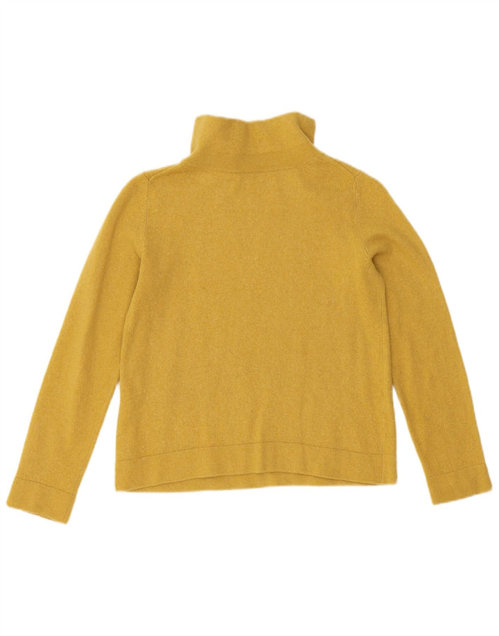 Hobbs Womens Crop Turtle Neck Jumper Sweater UK 12 Medium Yellow Wool