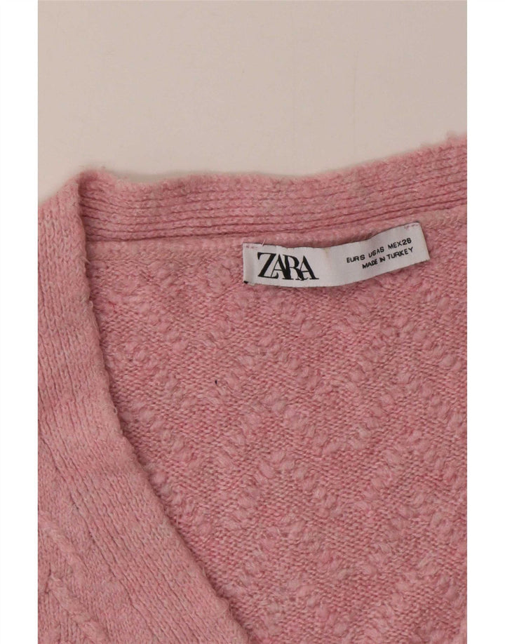 Zara Womens Oversized Cardigan Sweater UK 10 Small Pink