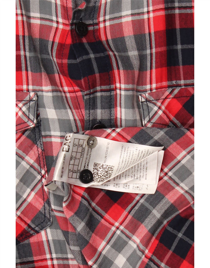 Guess Mens Slim Fit Flannel Shirt Small Red Plaid Cotton