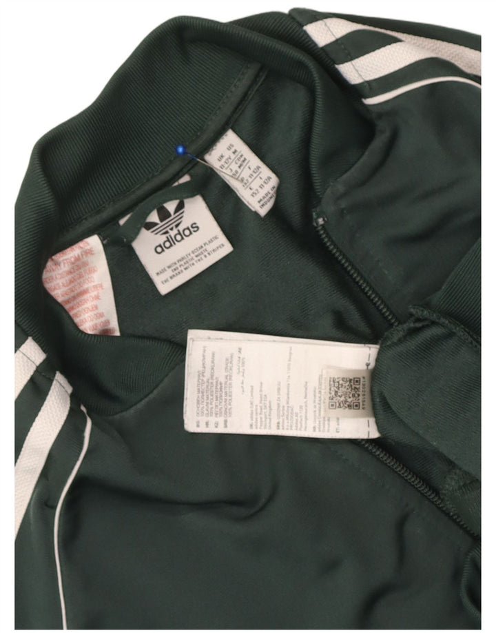Adidas Boys Tracksuit Top Jacket 11-12 Years Green Polyester