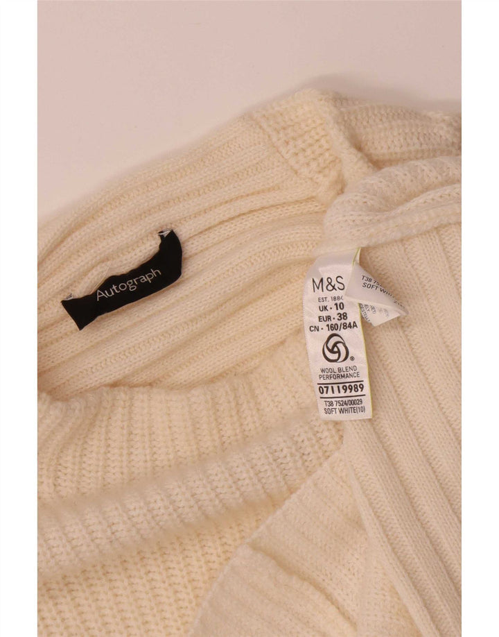 Marks & Spencer Womens Turtle Neck Jumper Sweater UK 10 Small Off White