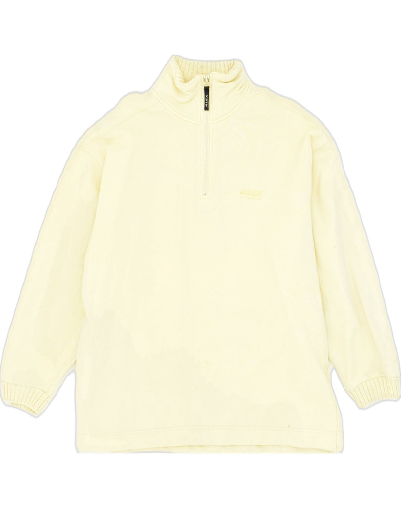 VINTAGE Mens Zip Neck Sweatshirt Jumper EU 42 Large Yellow Cotton | Vintage Vintage | Thrift | Second-Hand Vintage | Used Clothing | Messina Hembry 